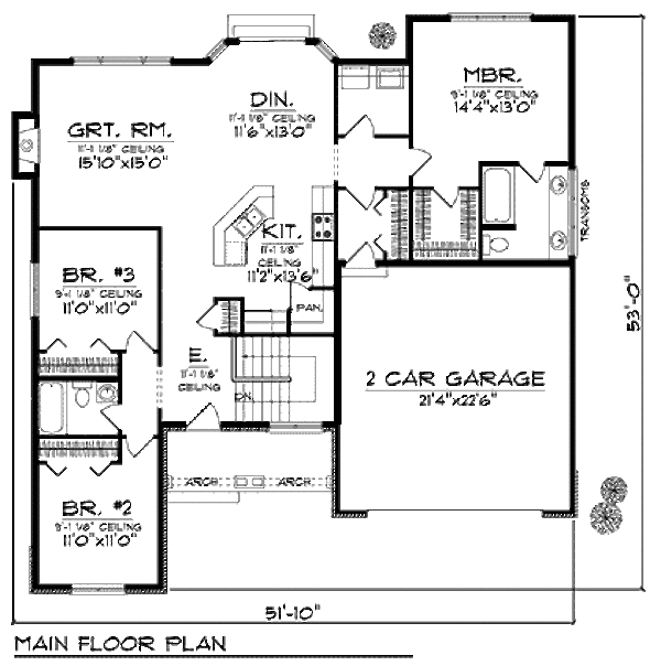 Dream House Plan - Traditional Floor Plan - Main Floor Plan #70-913