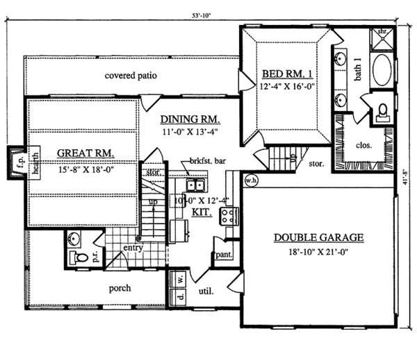Architectural House Design - Country Floor Plan - Main Floor Plan #42-712