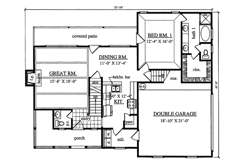 Dream House Plan - Floor Plan - Main Floor for Country House Plan #42-712 - 3 bed, 2.5 bath