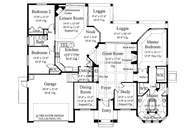Dream House Plan - Floor Plan - Main Floor for Mediterranean House Plan #930-318 - 3 bed, 2 bath