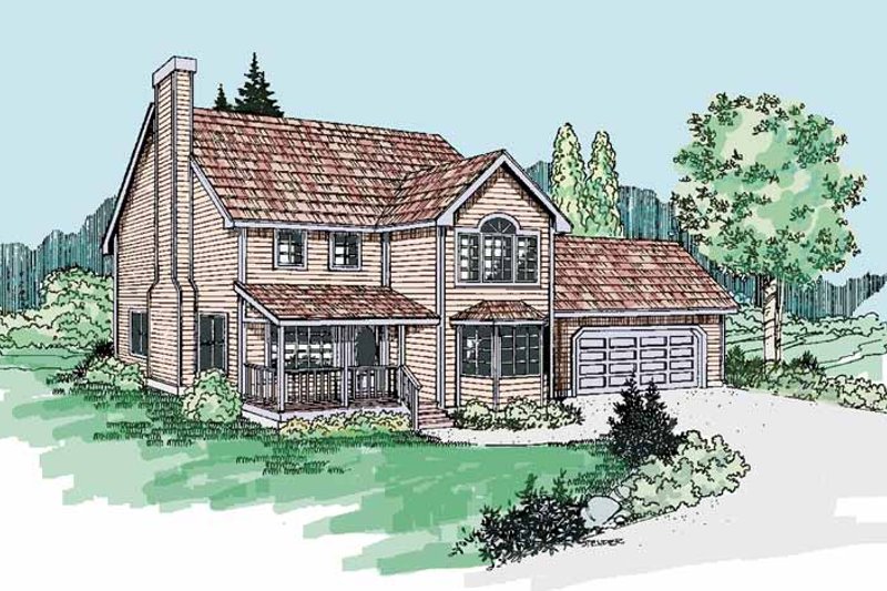 Home Plan - Country Exterior - Front Elevation Plan #60-665