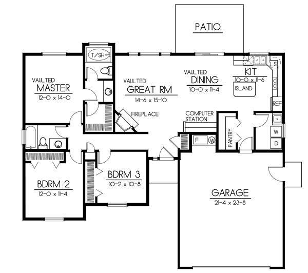 Bungalow Floor Plan - Main Floor Plan #100-422