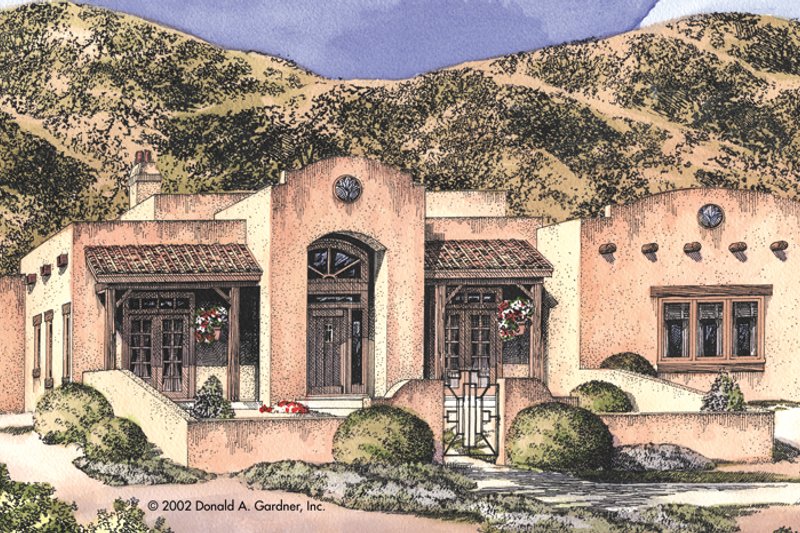 Adobe Southwestern Style House Plan 3 Beds 2 Baths Adobe Southwestern Style House Plan 3 Beds 2 Baths
