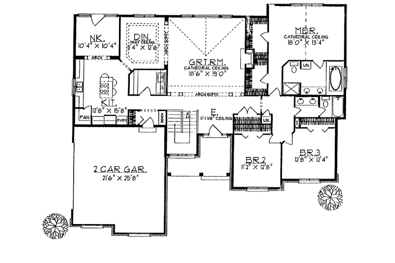 House Plan Design - Floor Plan - Main Floor for Mediterranean House Plan #70-1336 - 3 bed, 2 bath