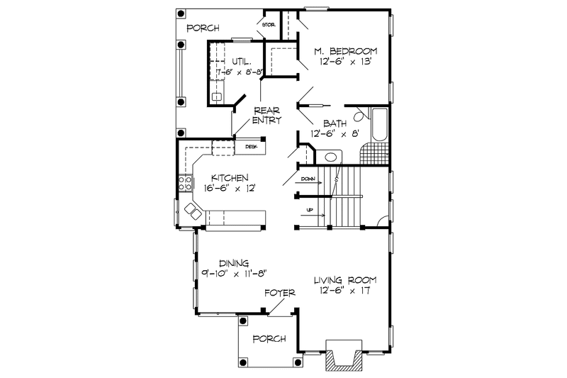 Architectural House Design - Floor Plan - Main Floor for European House Plan #410-3571 - 3 bed, 2 bath