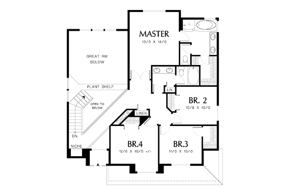 Floor Plan - Upper Floor for Traditional House Plan #48-826 - 4 bed, 2.5 bath