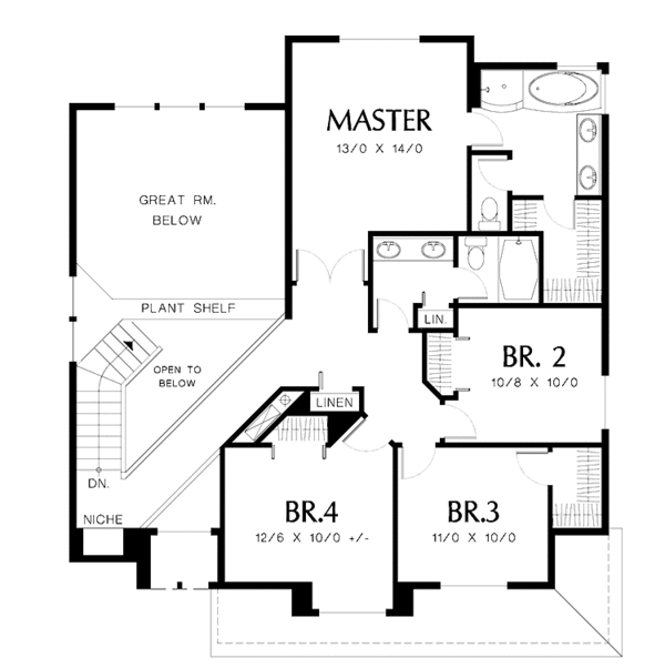 House Design - Traditional Floor Plan - Upper Floor Plan #48-826