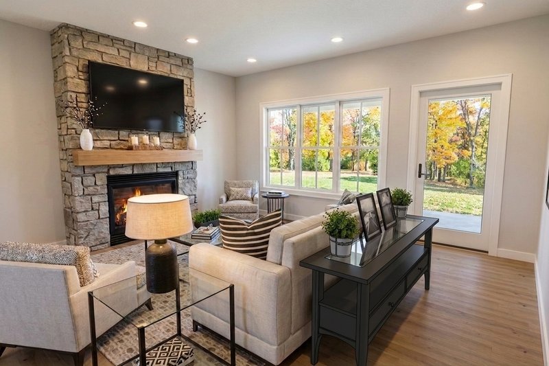 House Design - Interior - Family Room 1 for Farmhouse House Plan #51-1534 - 3 bed, 2.5 bath