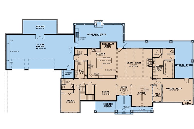 Home Plan - Floor Plan - Main Floor for Craftsman House Plan #923-189 - 2 bed, 4 bath
