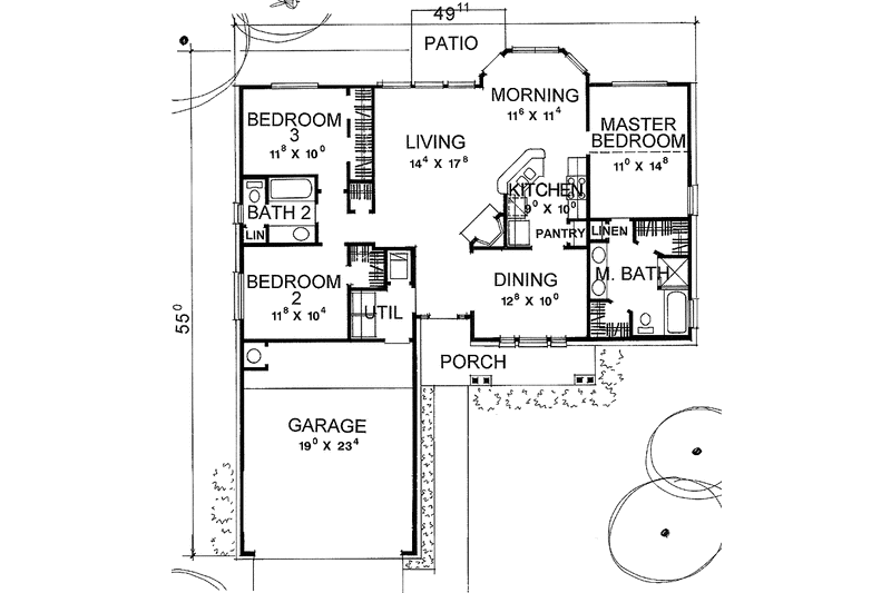 Home Plan - Floor Plan - Main Floor for Country House Plan #472-54 - 3 bed, 2 bath