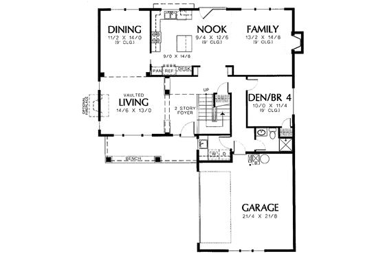 Floor Plan - Main Floor for Craftsman House Plan #48-764 - 4 bed, 3 bath