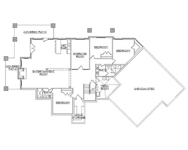 Architectural House Design - Craftsman Floor Plan - Lower Floor Plan #945-131