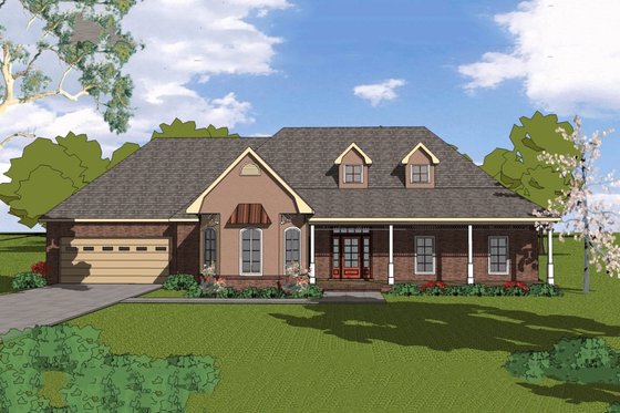 Exterior - Front Elevation for Country House Plan #8-116 - 3 bed, 2 bath