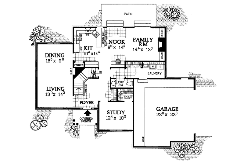 Home Plan - Floor Plan - Main Floor for Traditional House Plan #72-1115 - 4 bed, 2.5 bath
