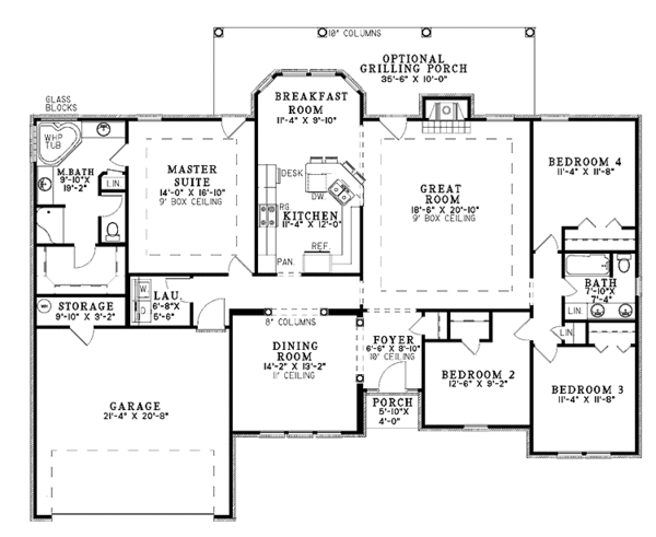 Architectural House Design - Ranch Floor Plan - Main Floor Plan #17-3094