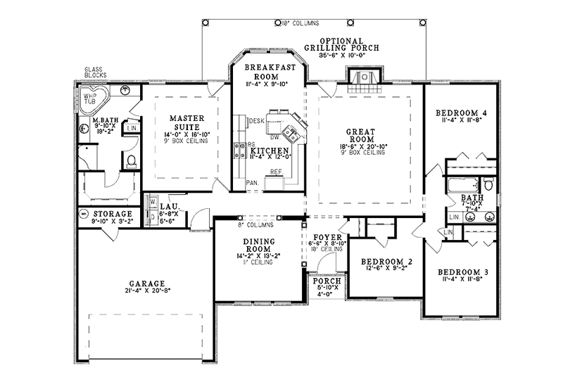 Dream House Plan - Floor Plan - Main Floor for Ranch House Plan #17-3094 - 4 bed, 2 bath