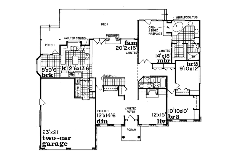 House Blueprint - Floor Plan - Main Floor for Colonial House Plan #47-831 - 3 bed, 2 bath