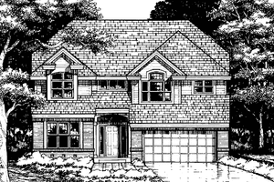 House Design - Exterior - Front Elevation for Contemporary House Plan #320-644 - 4 bed, 2.5 bath