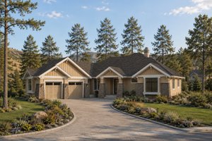 Architectural House Design - Exterior - Front Elevation for Ranch House Plan #1100-168 - 3 bed, 2.5 bath