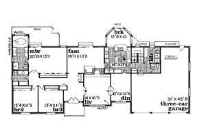 Floor Plan - Main Floor for Ranch House Plan #47-184 - 3 bed, 2.5 bath