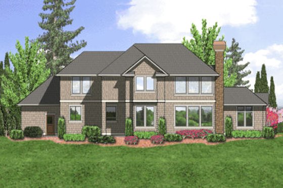 Exterior - Rear Elevation for European House Plan #48-348 - 3 bed, 2.5 bath