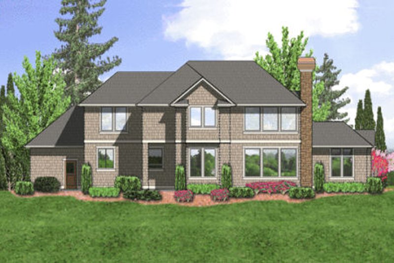 Home Plan - Exterior - Rear Elevation for European House Plan #48-348 - 3 bed, 2.5 bath