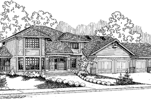 Exterior - Front Elevation 3 for Colonial House Plan #60-1006 - 3 bed, 3.5 bath