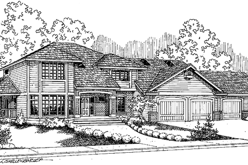 House Blueprint - Exterior - Front Elevation 3 for Colonial House Plan #60-1006 - 3 bed, 3.5 bath