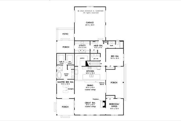 Architectural House Design - Farmhouse Floor Plan - Main Floor Plan #929-1162