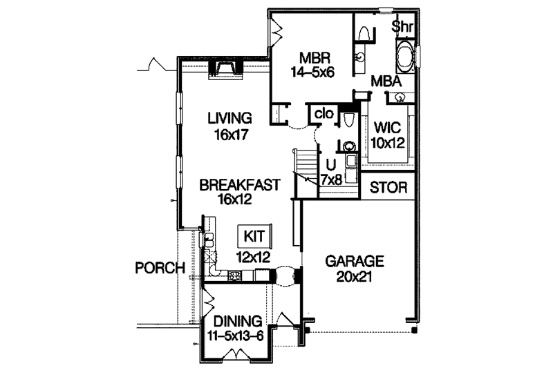 Dream House Plan - Floor Plan - Main Floor for Country House Plan #15-391 - 4 bed, 2.5 bath