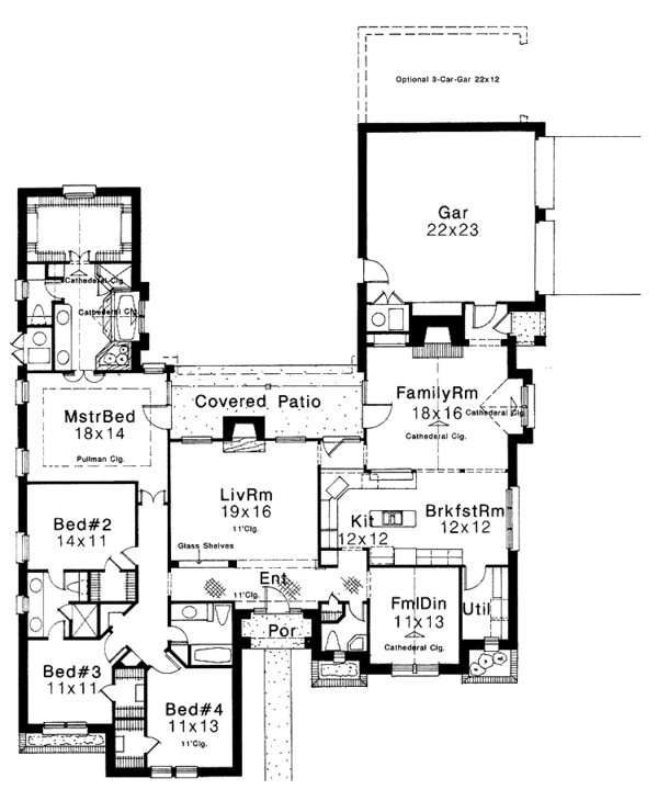 Architectural House Design - Ranch Floor Plan - Main Floor Plan #310-1172