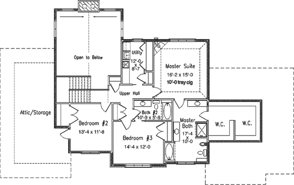 House Blueprint - European Floor Plan - Upper Floor Plan #994-12