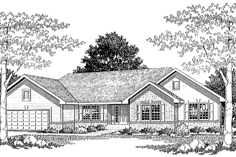 House Plan Design - Exterior - Front Elevation 3 for Ranch House Plan #70-1301 - 3 bed, 2.5 bath