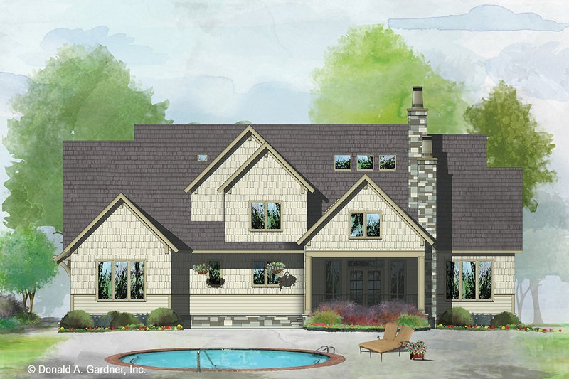 Architectural House Design - Exterior - Rear Elevation 1 for Craftsman House Plan #929-1051 - 5 bed, 4 bath