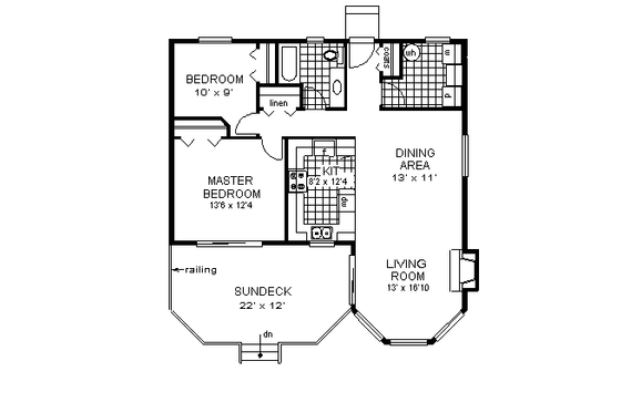 Floor Plan - Main Floor for Traditional House Plan #18-167 - 2 bed, 1 bath