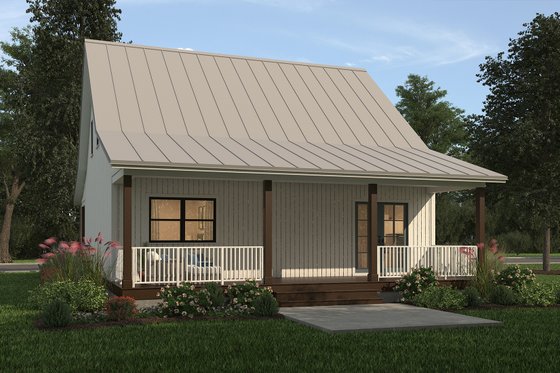 Exterior - Rear Elevation 3 for Cottage House Plan #497-13 - 2 bed, 2 bath