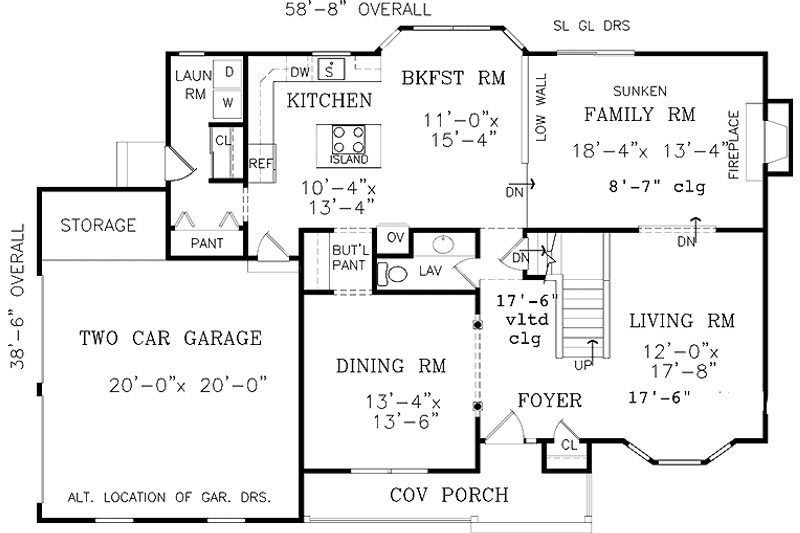 House Blueprint - Floor Plan - Main Floor for Country House Plan #456-104 - 4 bed, 2.5 bath