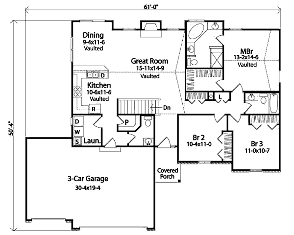 House Plan Design - Ranch Floor Plan - Main Floor Plan #22-467
