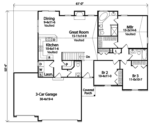 Architectural House Design - Ranch Floor Plan - Main Floor Plan #22-467