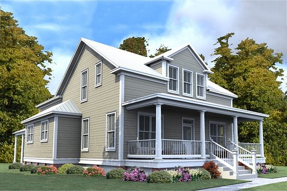 Exterior - Front Elevation for Farmhouse House Plan #63-376 - 4 bed, 3 bath