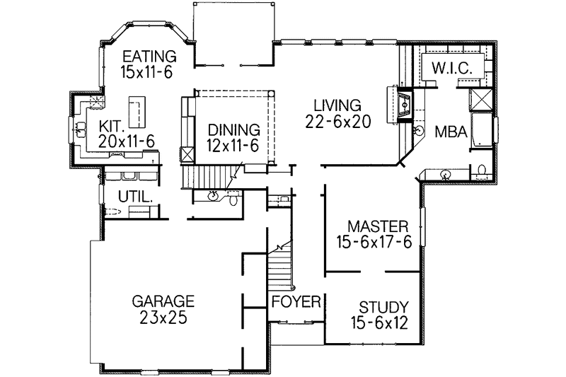 Architectural House Design - Floor Plan - Main Floor for Traditional House Plan #15-316 - 4 bed, 4.5 bath