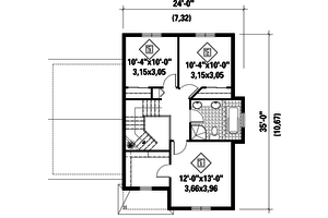 Floor Plan - Upper Floor for Traditional House Plan #25-4558 - 3 bed, 1 bath