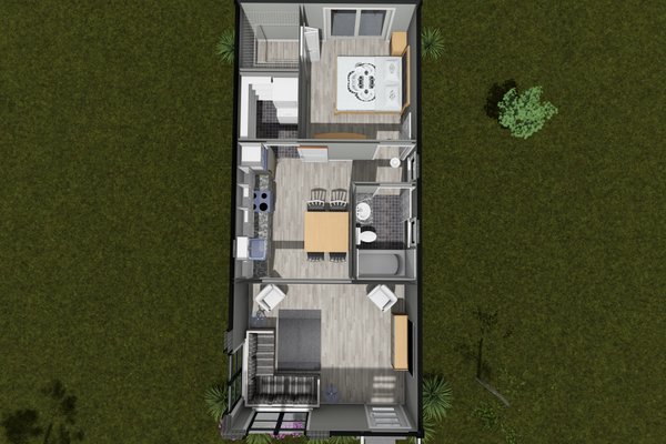 House Blueprint - Floor Plan - Main Floor 1 for Cottage House Plan #513-2434 - 1 bed, 1 bath
