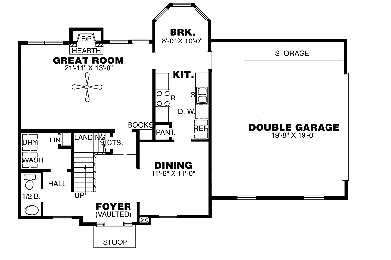 Dream House Plan - Floor Plan - Main Floor for Traditional House Plan #34-244 - 3 bed, 2.5 bath