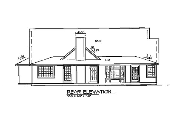 Exterior - Rear Elevation for Cottage House Plan #312-618 - 3 bed, 2 bath