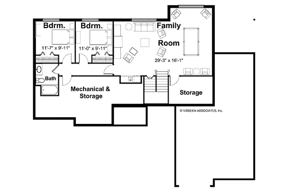 Floor Plan - Lower Floor for Craftsman House Plan #928-147 - 4 bed, 3.5 bath
