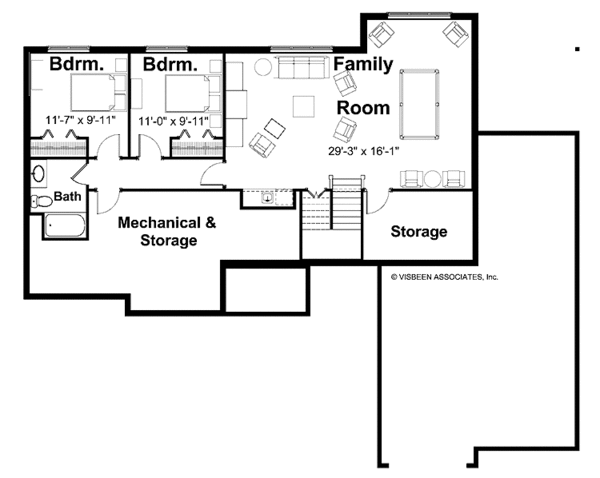 Craftsman Floor Plan - Lower Floor Plan #928-147