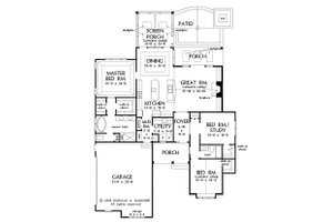 Floor Plan - Main Floor for Ranch House Plan #929-1013 - 3 bed, 2 bath