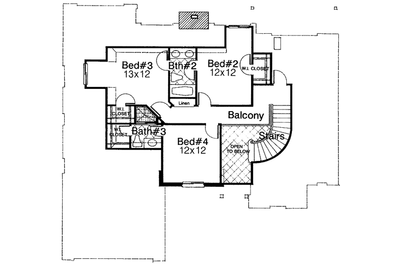 Dream House Plan - Floor Plan - Upper Floor for Country House Plan #310-1024 - 4 bed, 3.5 bath