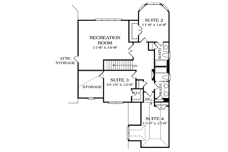 Dream House Plan - Floor Plan - Upper Floor for Country House Plan #453-523 - 4 bed, 3.5 bath